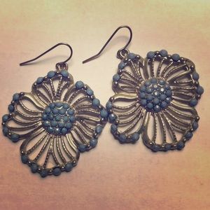 Blue flower earrings